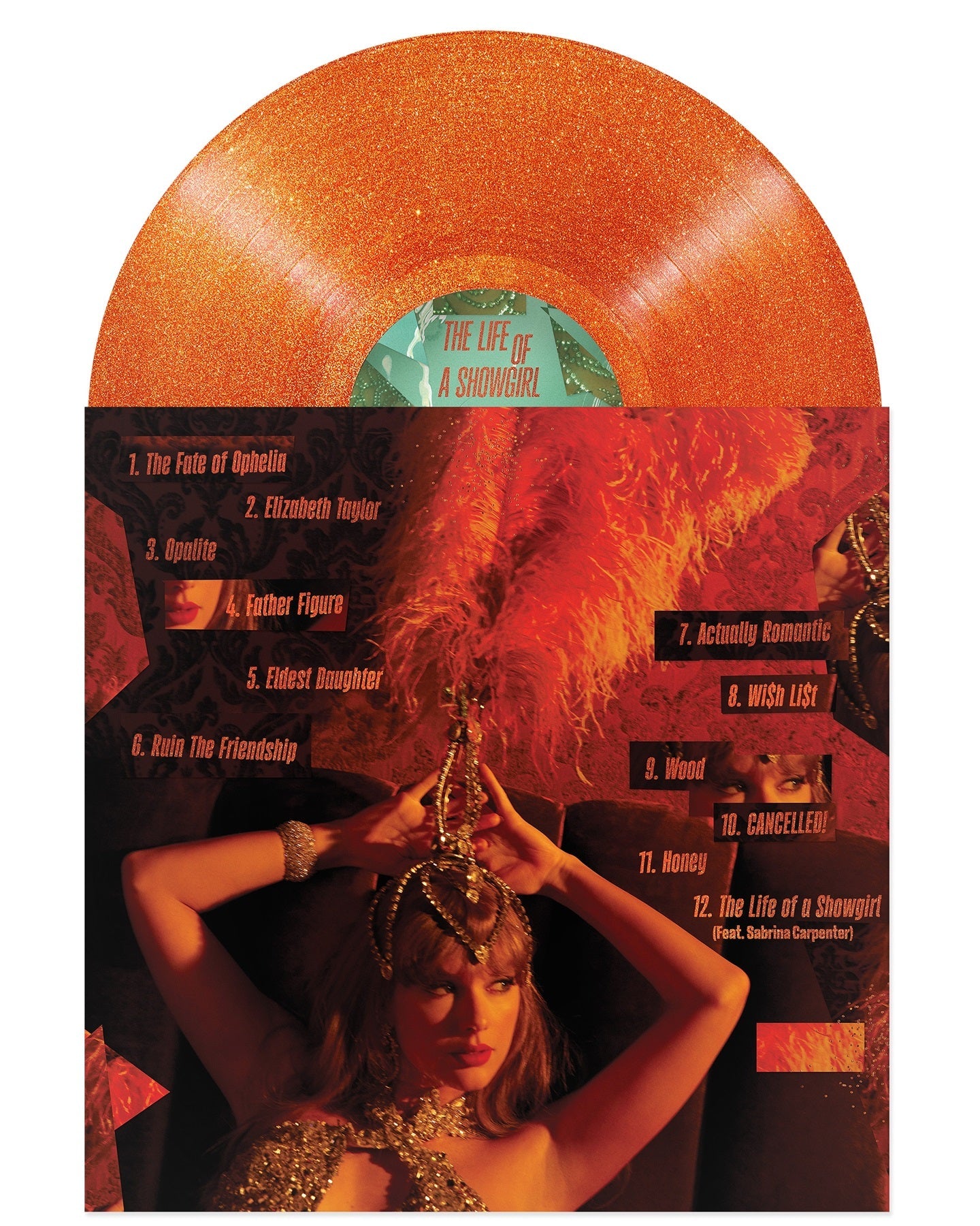 Taylor Swift- The Life of a Showgirl [Sweat and Vanilla Perfume Portofino Orange Glitter Vinyl] (DAMAGED) [ VINYL LP ]